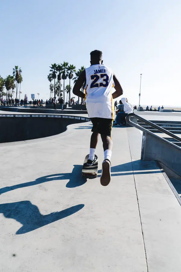 A fan dons Lebron’s number, 23, while cruising the streets of LA 